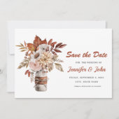 Save The Date Mariage Floral Rustique Terracotta d'Automne (Devant)