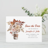 Save The Date Mariage Floral Rustique Terracotta d'Automne (Debout devant)