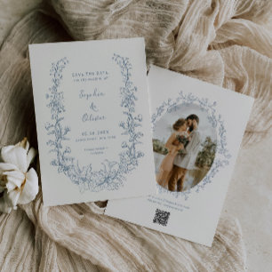 Save The Date Mariage Floral Rustique Vintage Art en Ligne