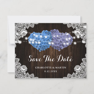 Save The Date Mariage Floral Rustique Violet et Bleu