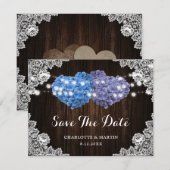Save The Date Mariage Floral Rustique Violet et Bleu (Devant / Derrière)