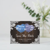 Save The Date Mariage Floral Rustique Violet et Bleu (Debout devant)