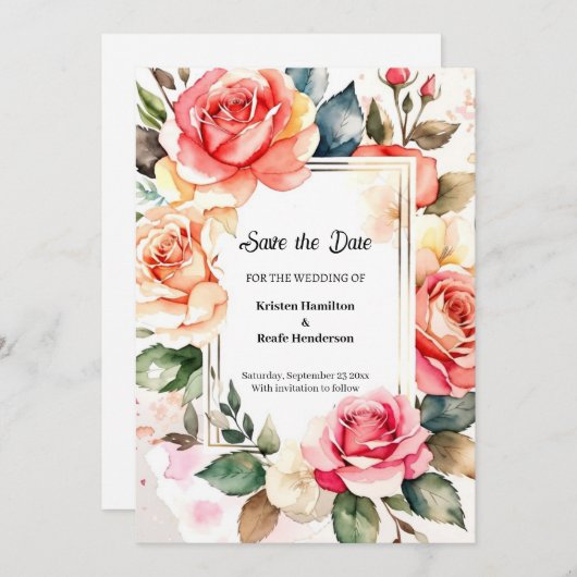 Save The Date Mariage floral simple Enregistrer la date (Devant / Derrière)
