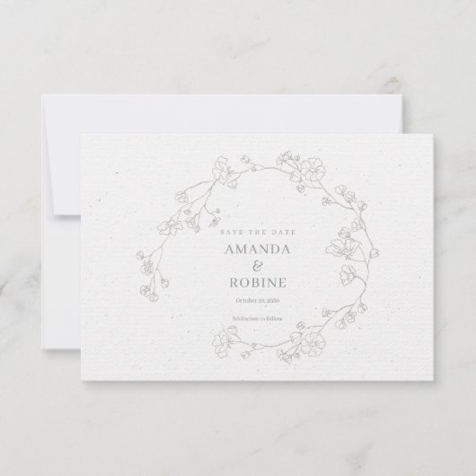 Save The Date Mariage Floral Simple Et Élégant Enregistrer La Da (Devant)