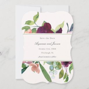 Save The Date Mariage floral simple et joli en Plum