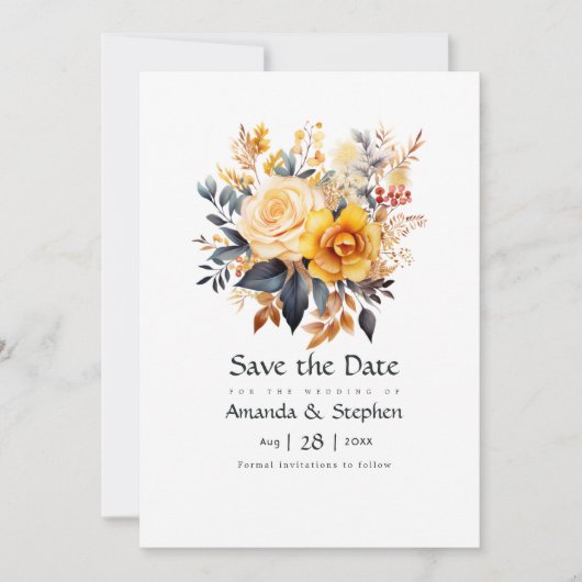 Save The Date Mariage floral sundial (Devant)