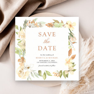 Save The Date Mariage Floral Terreux Rustique Douce Pêche
