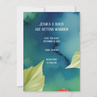 Save The Date Mariage Floral Tropical Aquarelle Aloha Hibiscus