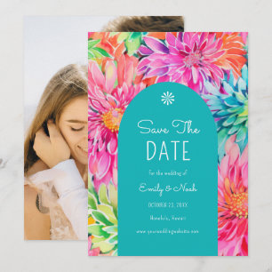 Save The Date Mariage Floral Tropical Aquarelle Moderne Coloré