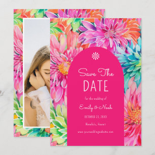Save The Date Mariage Floral Tropical Aquarelle Moderne Coloré