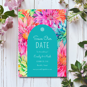 Save The Date Mariage Floral Tropical Aquarelle Moderne Coloré