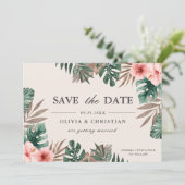 Save The Date Mariage Floral Tropical Aquarelle Vert Monstera (Debout devant)
