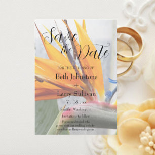 Save The Date Mariage floral tropical oiseau de paradis