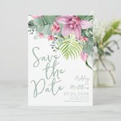 Save The Date Mariage Floral Tropical Vert (Debout devant)