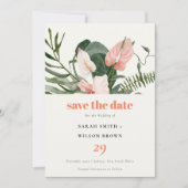 Save The Date Mariage floral tropical vibrant Peach Blush Boho (Devant)