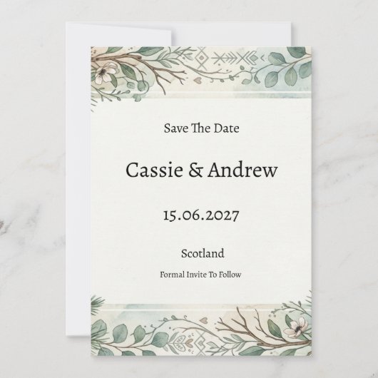 Save The Date Mariage Floral Végétal (Devant)