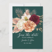 Save The Date Mariage Floral Vert Émeraude (Devant)