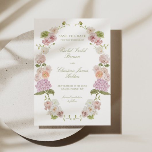 Save The Date Mariage Floral Vert Rose