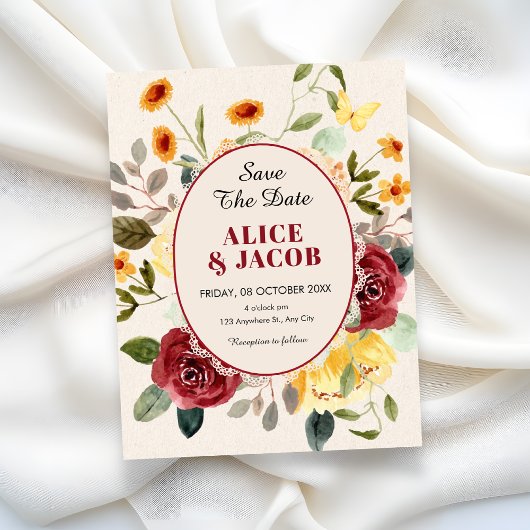 Save The Date Mariage floral vintage