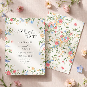 Save The Date Mariage Floral Vintage Fleur Sauvage Pâtes Douces