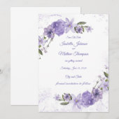 Save The Date Mariage Floral Violet (Devant / Derrière)