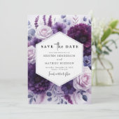Save The Date Mariage floral violet à fleurs modifiable (Debout devant)