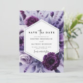 Save The Date Mariage floral violet blanc modifiable (Debout devant)