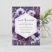 Save The Date Mariage floral violet de champ moderne (Debout devant)