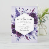 Save The Date Mariage floral violet de champ unique (Debout devant)