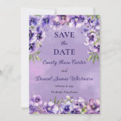 Save The Date Mariage floral violet élégant (Devant)
