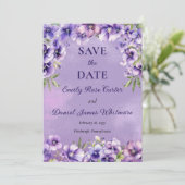 Save The Date Mariage floral violet élégant (Debout devant)