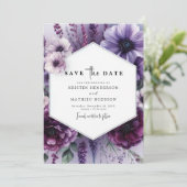 Save The Date Mariage floral violet imprimable classique (Debout devant)