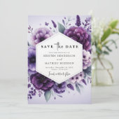 Save The Date Mariage floral violet numérique chic (Debout devant)