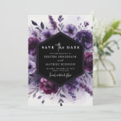 Save The Date Mariage floral violet numérique romantique (Debout devant)