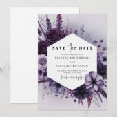 Save The Date Mariage floral violet romantique simple (Devant / Derrière)