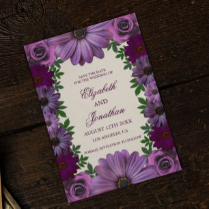 Save The Date Mariage Floral Violet Royal