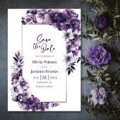 Save The Date Mariage floral violet rustique Enregistrer la date
