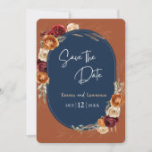 Save The Date Mariage florale marine d'automne élégant (Devant)