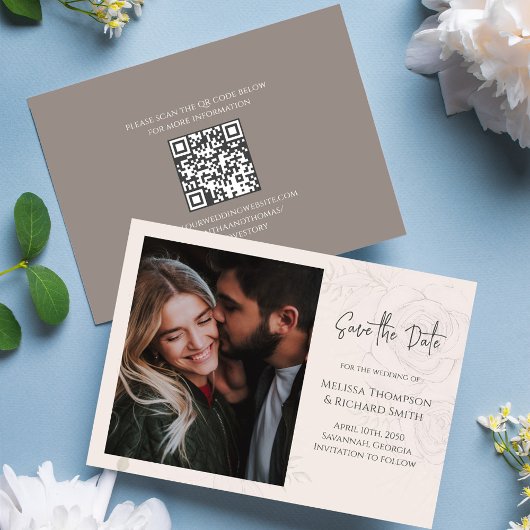 Save The Date Mariage floue Enregistrer la date Simple Floral