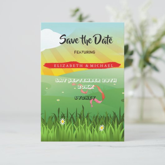 Save The Date Mariage Flower Music Festival Champs Enregistrer l (Debout devant)