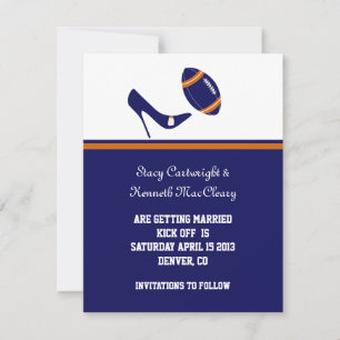Save The Date Mariage Football Bleu & Orange Enregistrer la Date
