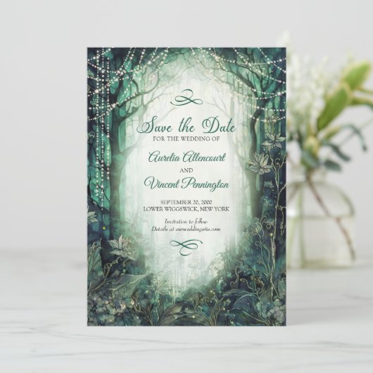 Save The Date Mariage forestier enchanté (Debout devant)