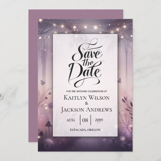 Save The Date Mariage forestier Ethereal Fairy (Devant / Derrière)