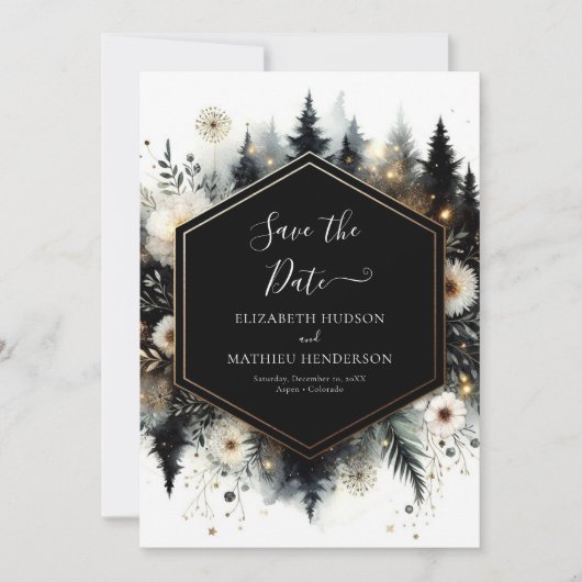 Save The Date Mariage forestier moderne minimal enchâssé (Devant)
