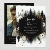 Save The Date Mariage forestier moderne minimal enchâssé (Devant / Derrière)