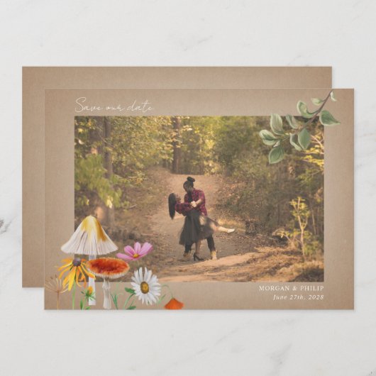 Save The Date Mariage forestier Photo Cardstock Enregistrer la d (Devant / Derrière)