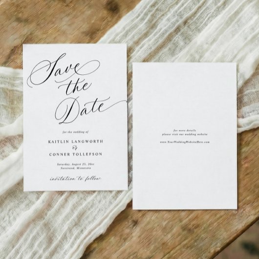 Save The Date Mariage Formel Calligraphie Classique Élégante
