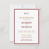 Save The Date Mariage Formel Classique avec Monogramme en Bourgo (Devant)