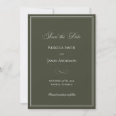 Save The Date Mariage Formel Élégant Classique Vert Foncé (Devant)