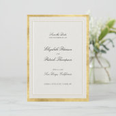 Save The Date Mariage Formel Moderne Classique Faux Or Ecru (Debout devant)